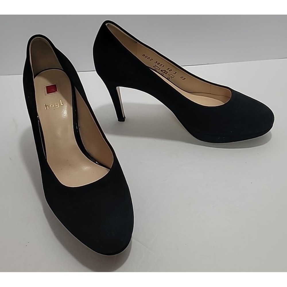 Hogl Black Studio 80 Suede Pump Stiletto Heels Old Money Office‎ Formal Goth Y2K